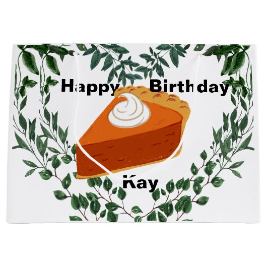 Witte achtergrond groen cake ijs groot cadeauzakje (Voorkant)