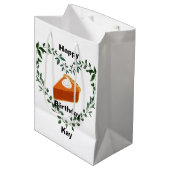 Witte achtergrond groen cake ijs medium cadeauzakje (Voorkant Gekanteld)