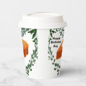 Witte achtergrond groen cake ijs papieren bekers (Links)