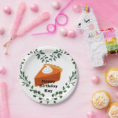 Witte achtergrond groen cake ijs papieren bordje (Feest)