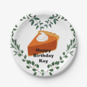 Witte achtergrond groen cake ijs papieren bordje (Voorkant)