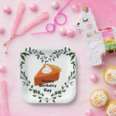 Witte achtergrond groen cake ijs papieren bordje (Feest)