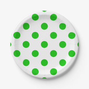 Witte achtergrond Groene Polka Dots Papieren Bordje
