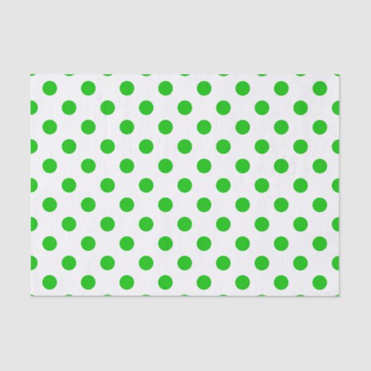 Witte achtergrond Groene Polka Dots Tissuepapier (Voorkant)