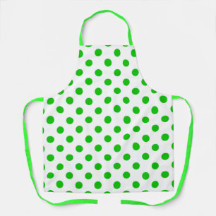 Witte achtergrond groene polka stippen schort