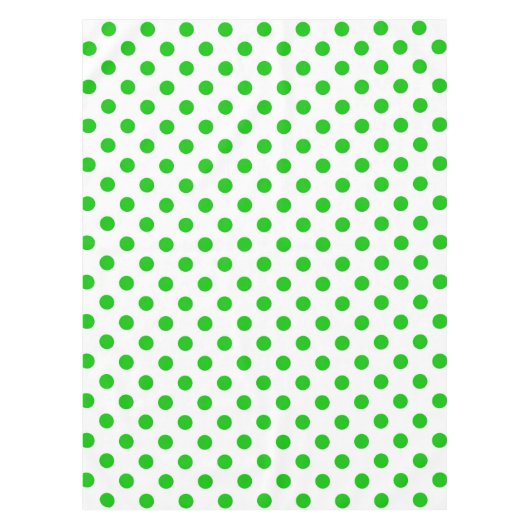 Witte achtergrond groene polka stippen tafelkleed (Voorkant)