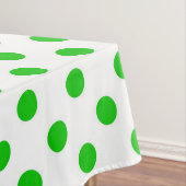 Witte achtergrond groene polka stippen tafelkleed (Voorbeeld)