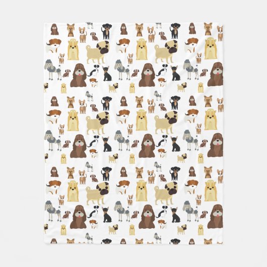 witte achtergrond het patroon van de honden. fleece deken (Voorkant)