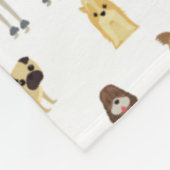 witte achtergrond het patroon van de honden. fleece deken (Hoek)