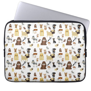 witte achtergrond het patroon van de honden. laptop sleeve