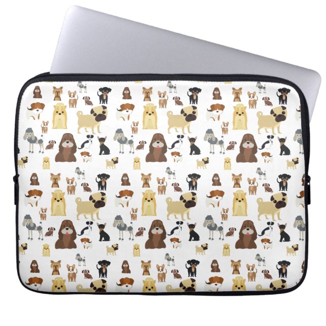 witte achtergrond het patroon van de honden. laptop sleeve (Voorkant)