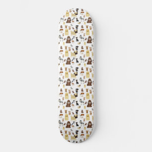 witte achtergrond het patroon van de honden. persoonlijk skateboard