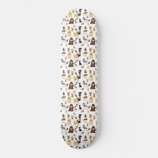 witte achtergrond het patroon van de honden. persoonlijk skateboard (Voorkant)