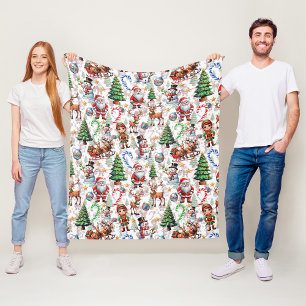 Witte Achtergrond Kerst Decoratiepatroon Fleece Deken
