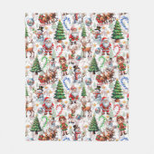 Witte Achtergrond Kerst Decoratiepatroon Fleece Deken (Voorkant)