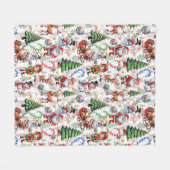 Witte Achtergrond Kerst Decoratiepatroon Fleece Deken (Voorkant (Horizontaal))