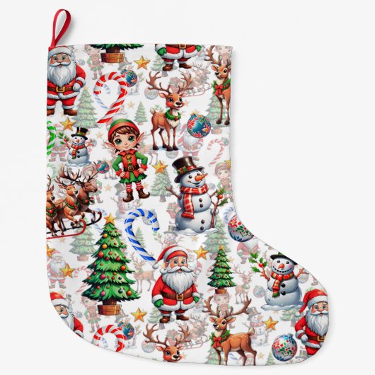 Witte Achtergrond Kerst Decoratiepatroon Grote Kerstsok (Voorkant)