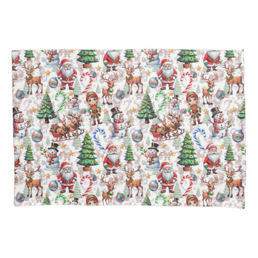 Witte Achtergrond Kerst Decoratiepatroon Kussensloop (Voorkant)