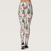 Witte Achtergrond Kerst Decoratiepatroon Leggings (Achterkant)