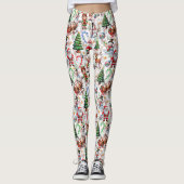 Witte Achtergrond Kerst Decoratiepatroon Leggings (Voorkant)