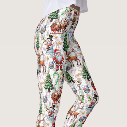 Witte Achtergrond Kerst Decoratiepatroon Leggings