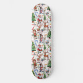 Witte Achtergrond Kerst Decoratiepatroon Persoonlijk Skateboard (Voorkant)
