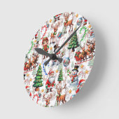 Witte Achtergrond Kerst Decoratiepatroon Ronde Klok (Hoek)