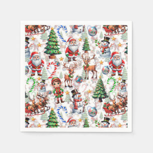 Witte Achtergrond Kerst Decoratiepatroon Servet