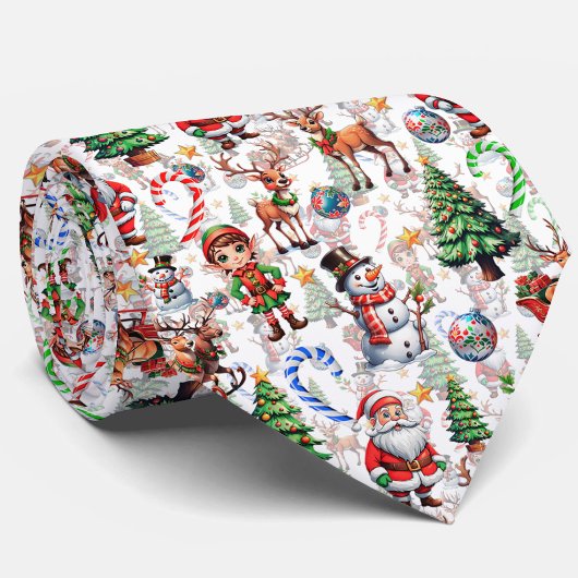 Witte Achtergrond Kerst Decoratiepatroon Stropdas