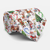 Witte Achtergrond Kerst Decoratiepatroon Stropdas (Opgerold)