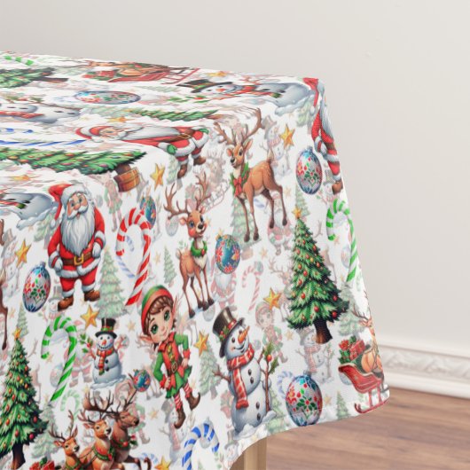 Witte Achtergrond Kerst Decoratiepatroon Tafelkleed