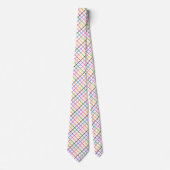 Witte Achtergrond Kleurrijk Windowpane Plaid Desig Stropdas (Voorkant)