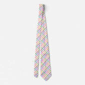 Witte Achtergrond Kleurrijk Windowpane Plaid Desig Stropdas (Achterkant)