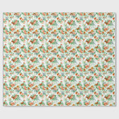 Witte achtergrond kleurrijke bloemen cadeaupapier (Vlak)