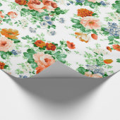 Witte achtergrond kleurrijke bloemen cadeaupapier (Hoek)