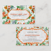 Witte achtergrond kleurrijke bloemen visitekaartje (Voorkant / Achterkant)