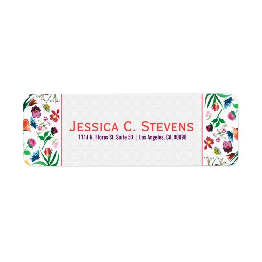 Witte achtergrond kleurrijke gesorteerde bloemen etiket (Voorkant)