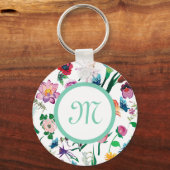 Witte achtergrond kleurrijke gesorteerde bloemen sleutelhanger (Voorkant)