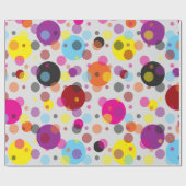 Witte achtergrond kleurrijke polka stippen cadeaupapier (Vlak)