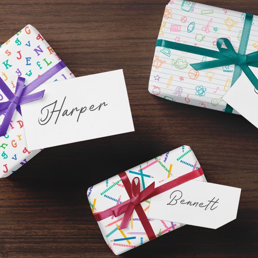 Witte Achtergrond Kleurrijke Terug naar School Pat Inpakpapier Vel