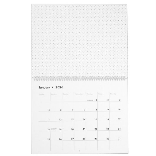 Witte achtergrond met een zich herhalend patroon v kalender (Jan 2026)