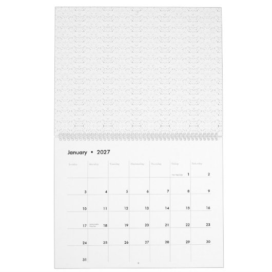 Witte achtergrond met een zich herhalend patroon v kalender (Jan 2027)