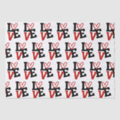 Witte Achtergrond met Rood & Zwart LOVE Valentijn" Tissuepapier (Voorkant)