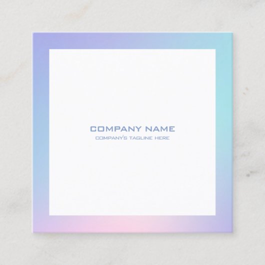 Witte achtergrond met roze en blauwe rand vierkante visitekaartje (Voorkant)