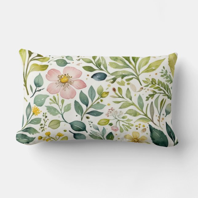 Witte achtergrond met waterverf bloemen kussen (Voorkant)