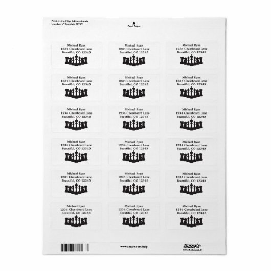 Witte achtergrond met zwarte puntjes Klassiek Etiket (Full Sheet)