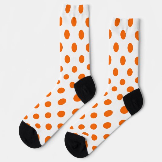 Witte achtergrond Oranje Polka Dots Sokken (Links)