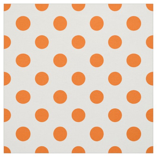 Witte achtergrond Oranje Polka Dots Stof (Swatch)