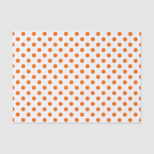 Witte achtergrond Oranje Polka Dots Tissuepapier (Voorkant)