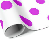 Witte achtergrond paarse stippen cadeaupapier (Rol Hoek)
